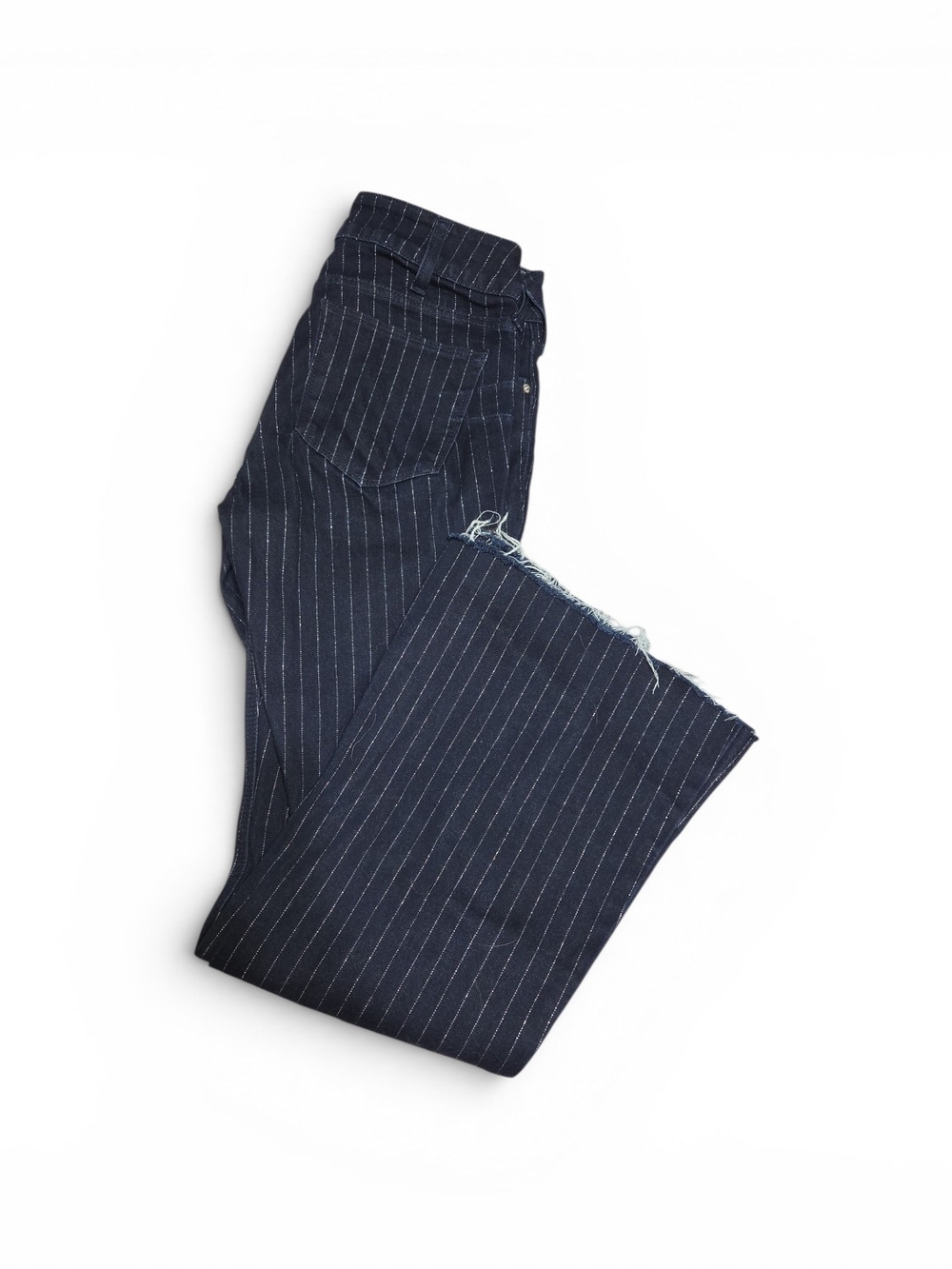 Ariat Dark Navy Sparkle Pinstripe Women's Flare Jeans Size 31R - Picture 2 of 5